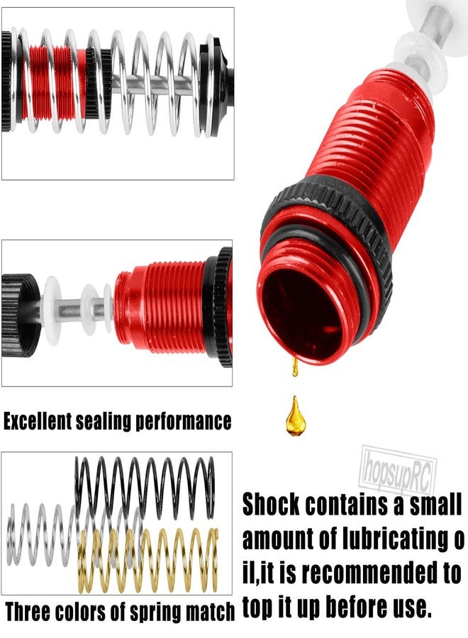 hopsupRC Upgrades Part for 1/18 Granite GROM 1/16 MojaveGrom 1/14 Typhon Grom,Big Bore RC Shocks Absorber Damper,Aluminium Front Rear Assembled Full Metal Shocks,4PCS Red - Image 4